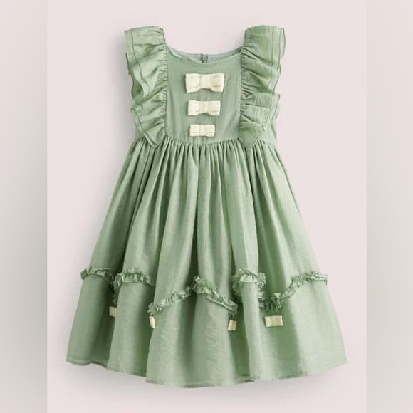 Mini Boden Other - HTF Mini Boden Girls Green Organza Bow Party Dress size 9/10